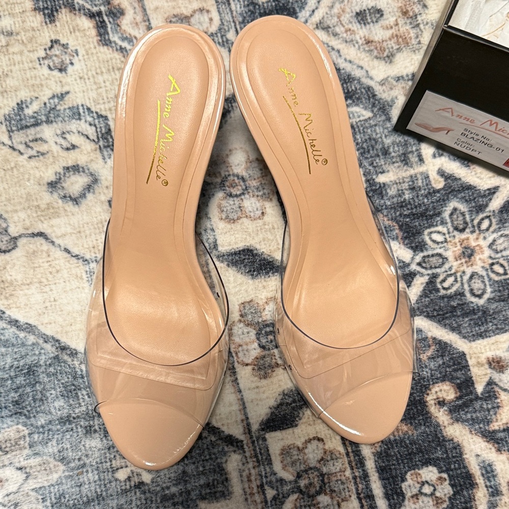 Anne Michelle nude clear kitten heels